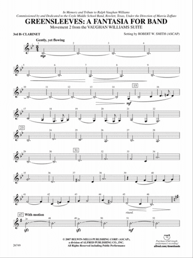 Greensleeves: A Fantasia for Band: 3rd B-flat Clarinet
