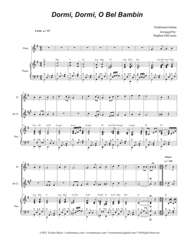 Dormi, Dormi, O Bel Bambin (Duet for Flute and Bb-Clarinet)