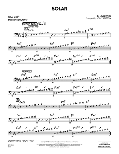 Solar (arr. John Wasson) - Bass Clef Solo Sheet