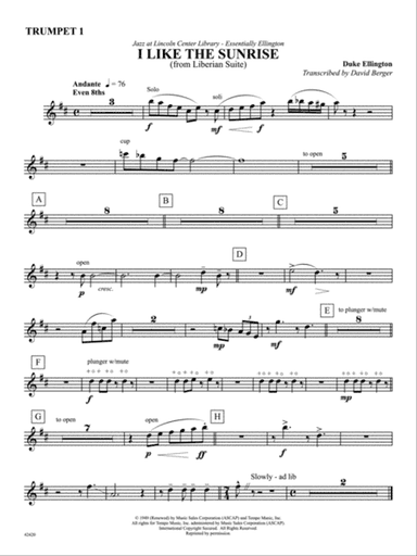 I Like the Sunrise (from the Liberian Suite): 1st B-flat Trumpet