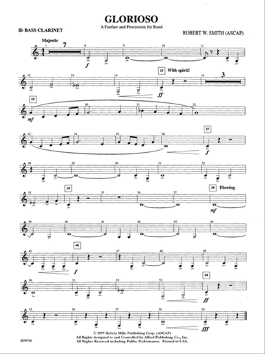Glorioso (A Fanfare and Procession for Band): B-flat Bass Clarinet