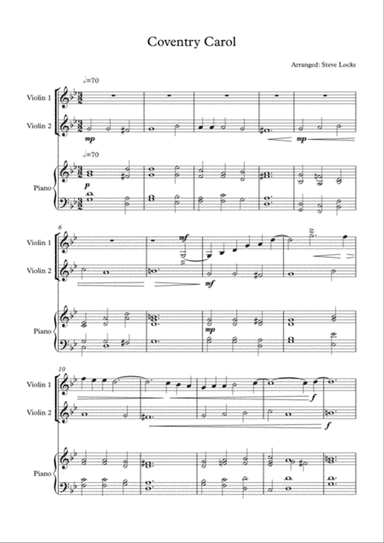Coventry Carol (Piano and 2 violins)