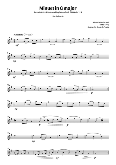 Minuet in G major (violin solo)