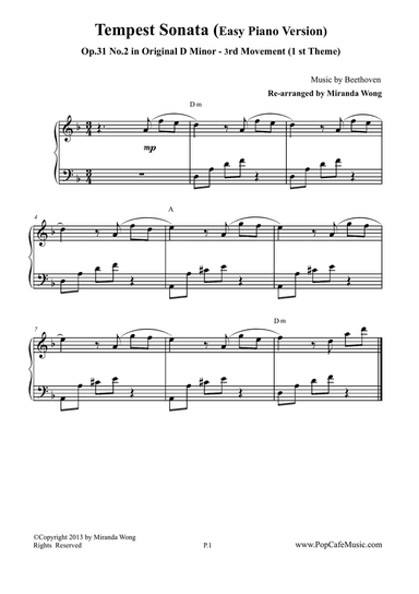 Piano Sonata Op.31 No.2 (1st Theme of 3 rd Movement) - (Tempest)