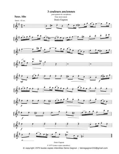 3. Couleurs anciennes / pour Quatuor de Saxophones / (3e Mouvement)