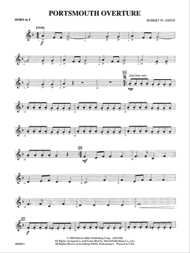 Portsmouth Overture: 1st F Horn