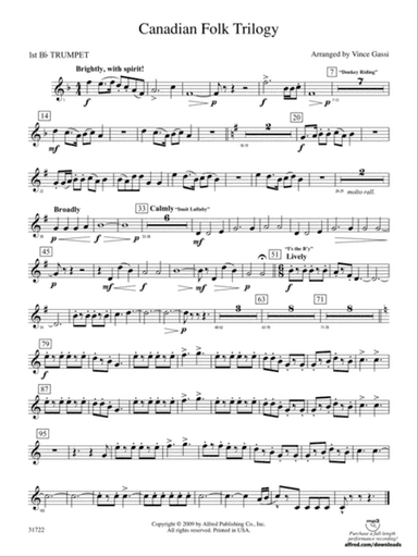 Canadian Folk Trilogy: 1st B-flat Trumpet