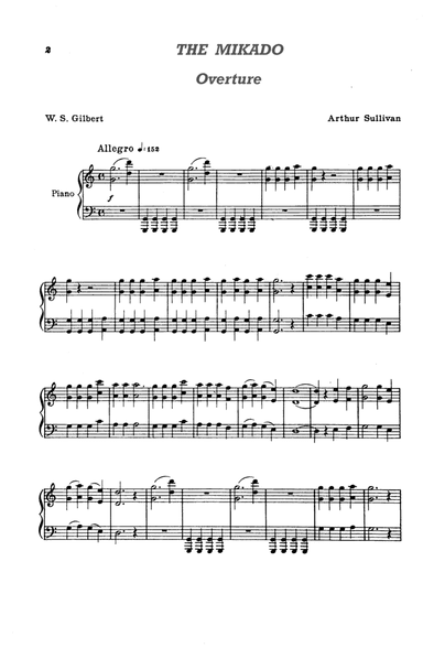The Mikado Overture for solo piano
