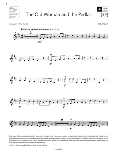 The Old Woman and the Pedlar (Grade Initial, A2, from the ABRSM Violin Syllabus from 2024)