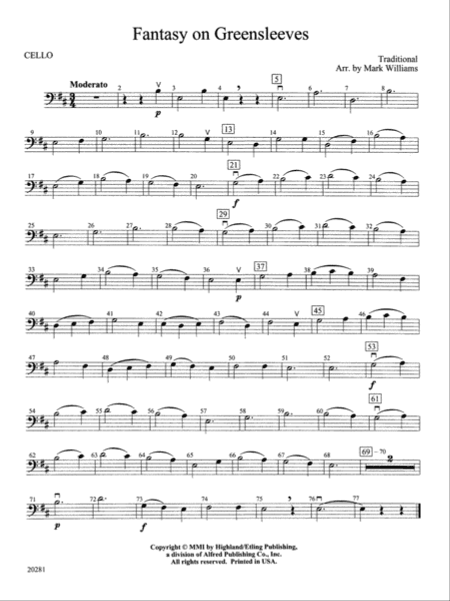 Fantasy on Greensleeves: Cello