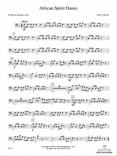 African Spirit Dance: (wp) B-flat Tuba B.C.