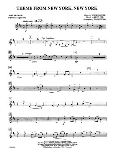 New York, New York, Theme from: 1st B-flat Trumpet