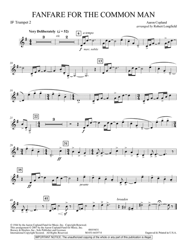 Fanfare For The Common Man (arr. Robert Longfield) - Bb Trumpet 2