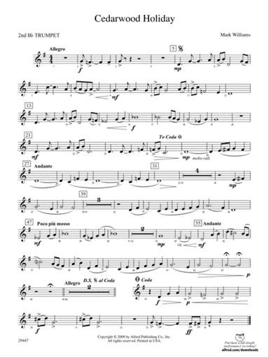 Cedarwood Holiday: 2nd B-flat Trumpet