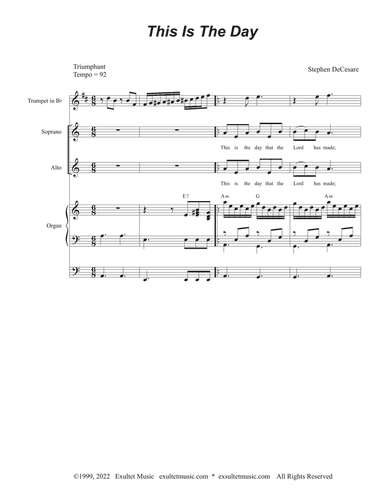 This Is The Day (Duet for Soprano and Alto solo)