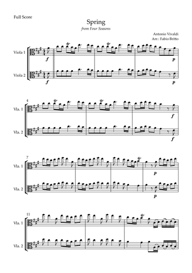 Spring (from Four Seasons of Antonio Vivaldi) for Viola Duo