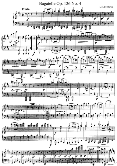 Beethoven Bagatelle Op. 126 No. 4 in B Minor