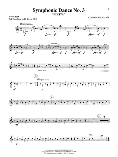 Symphonic Dance No. 3 ("Fiesta"): WP 2nd B-flat Trombone T.C.