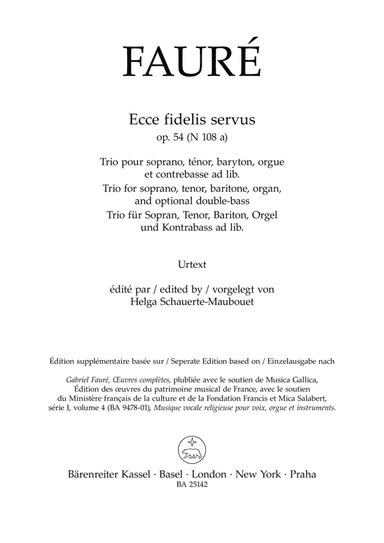 Ecce fidelis servus, op. 54 N 108a