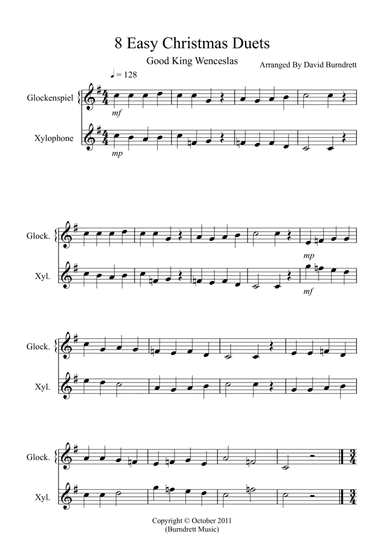 8 Easy Christmas Duets for Glockenspiel and Xylophone Duet