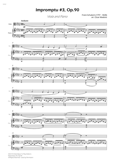 Impromptu No.3, Op.90 - Viola and Piano (Full Score)
