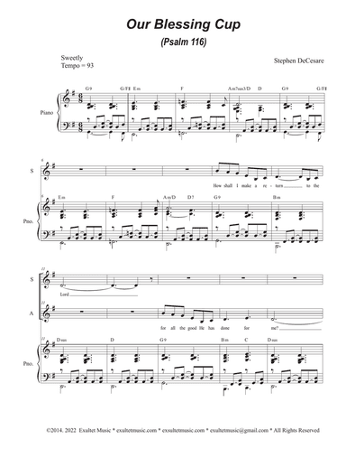 Our Blessing Cup (Psalm 116) (2-part choir - (SA)