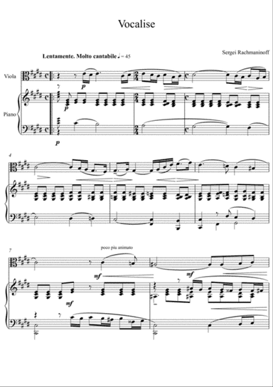 Sergei Rachmaninoff - Vocalise (Viola Solo)