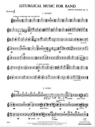 Liturgical Music for Band, Op. 33: Baritone T.C.