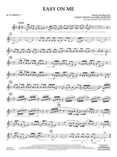 Easy on Me (arr. Michael Brown) - Bb Clarinet 1