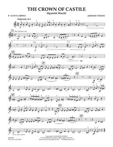 The Crown Of Castile - Eb Alto Clarinet