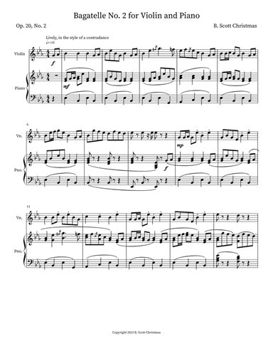 Bagatelle No. 2 for Violin and Piano
