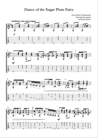 Dance of the Sugar Plum Fairy - classical guitar arrangement