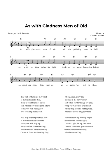 As with Gladness Men of Old (Key of E-Flat Major)