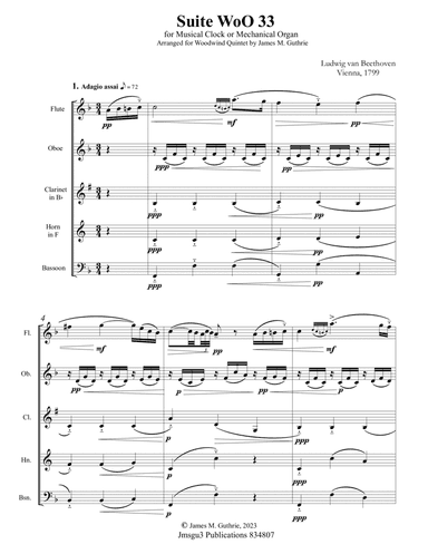 Beethoven: Suite WoO 33 for Woodwind Quintet - Score Only