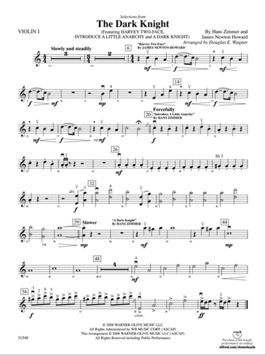 The Dark Knight, Selections from: 1st Violin