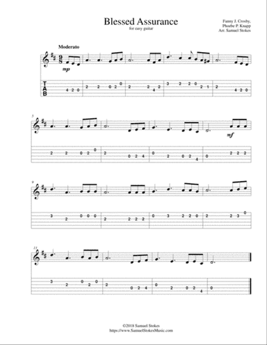 Blessed Assurance - for easy guitar with TAB