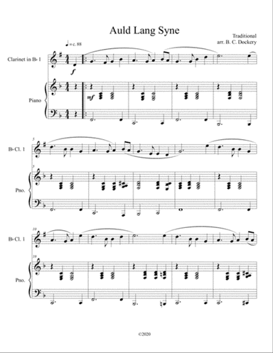 Auld Lang Syne (clarinet solo) with optional piano accompaniment