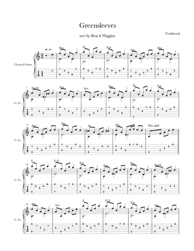 Greensleeves- Classical Guitar