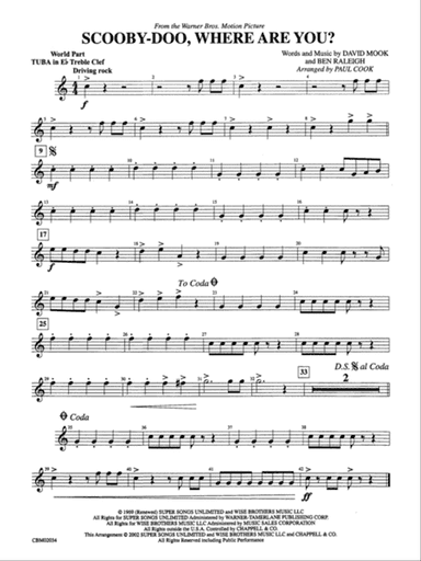 Scooby-Doo, Where Are You?, Theme from: (wp) E-flat Tuba T.C.