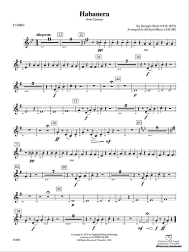 Habanera: 1st F Horn