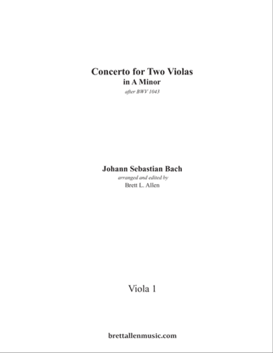 Concerto for Two Violas in A Minor ENSEMBLE PARTS