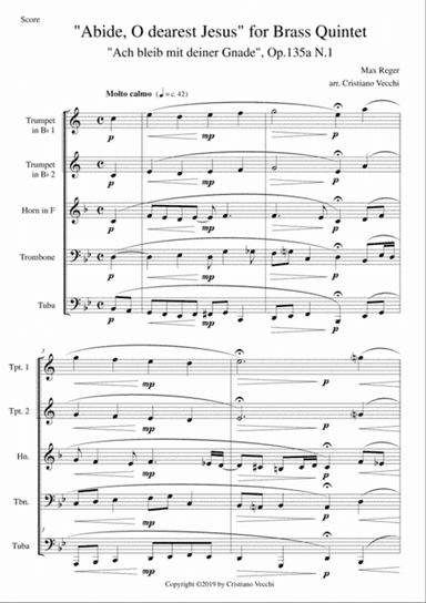 "Abide, O dearest Jesus" for Brass Quintet