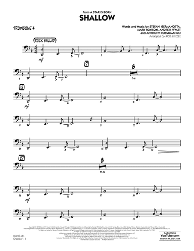 Shallow (from A Star Is Born) (arr. Rick Stitzel) - Trombone 4