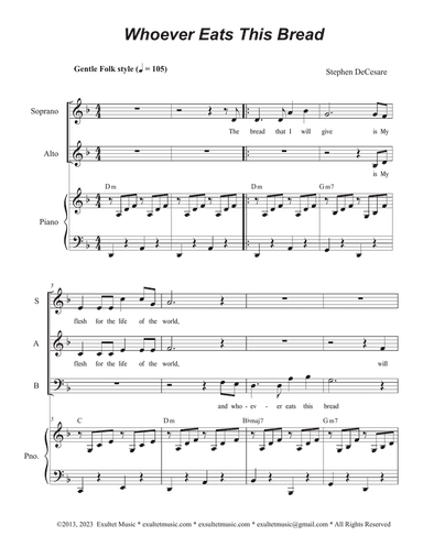 Whoever Eats This Bread (Vocal Trio - (SAB)