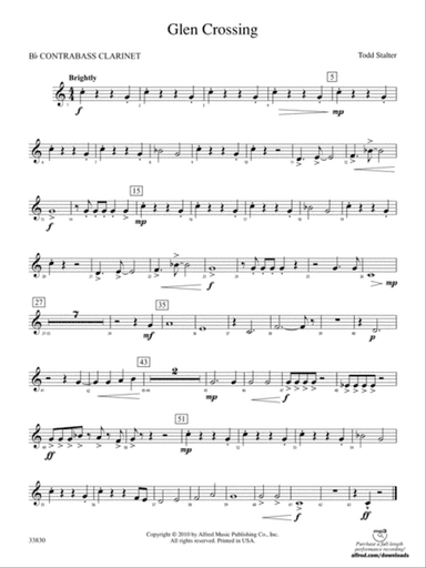 Glen Crossing: (wp) B-flat Contrabass Clarinet