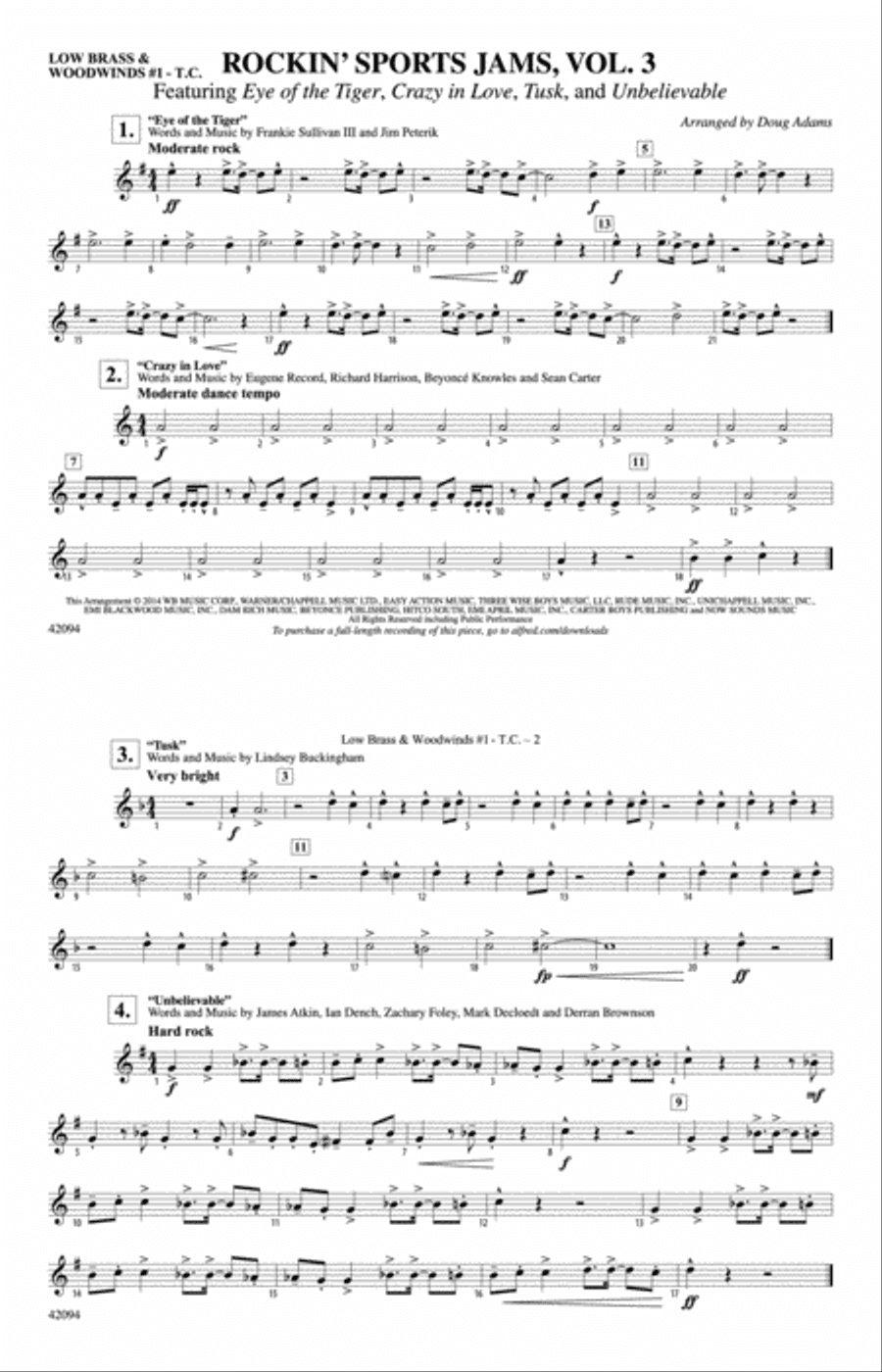 Rockin' Sports Jams, Vol. 3: Low Brass & Woodwinds #1 - Treble Clef