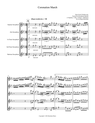 Coronation March (Db) (Saxophone Quintet - 1 Sop, 1 Alto, 2 Tenors, 1 Bari)