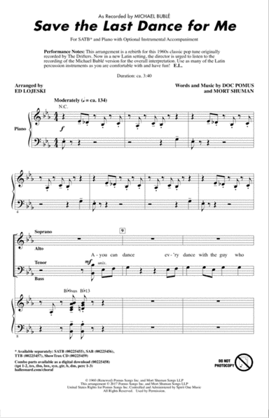 Save The Last Dance For Me (arr. Ed Lojeski)