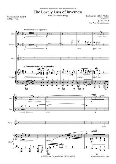 The Lovely Lass of Inverness, Op. 108 - Voice, Oboe, Bassoon and Piano