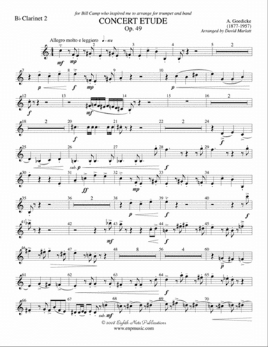 Concert Etude, Op. 49 (Solo Trumpet and Concert Band): 2nd B-flat Clarinet